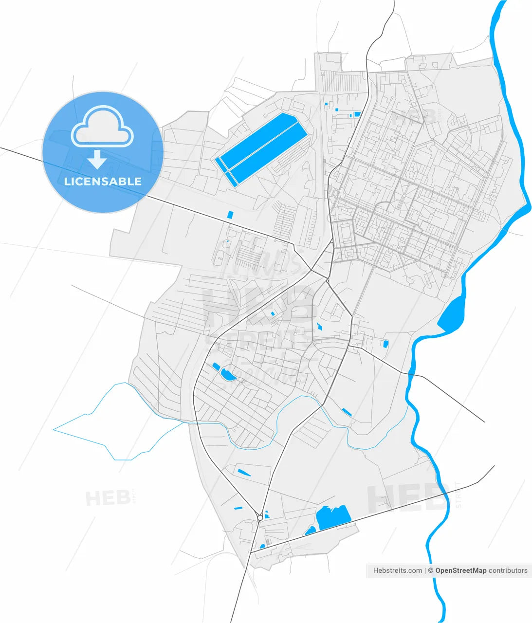 Chervonohrad, Lviv Oblast, Ukraine, high resolution vector map - Instant download PDF and JPG