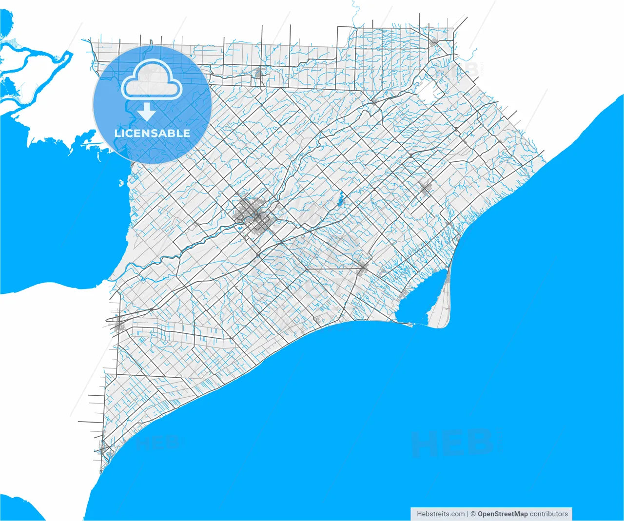 Chatham-Kent, Ontario, Canada, high resolution vector map - Instant download PDF and JPG