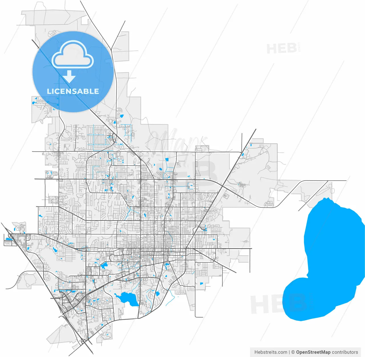Gainesville, Florida, United States, high resolution vector map - Instant download PDF and JPG