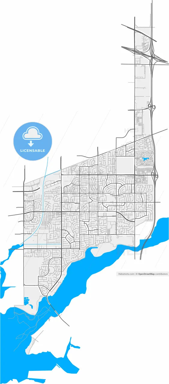 Eastvale, California, United States, high resolution vector map - Instant download PDF and JPG