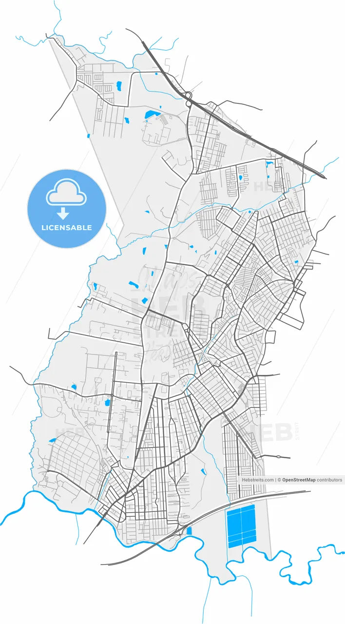 Cachoeirinha, Brazil, high resolution vector map - Instant download PDF and JPG