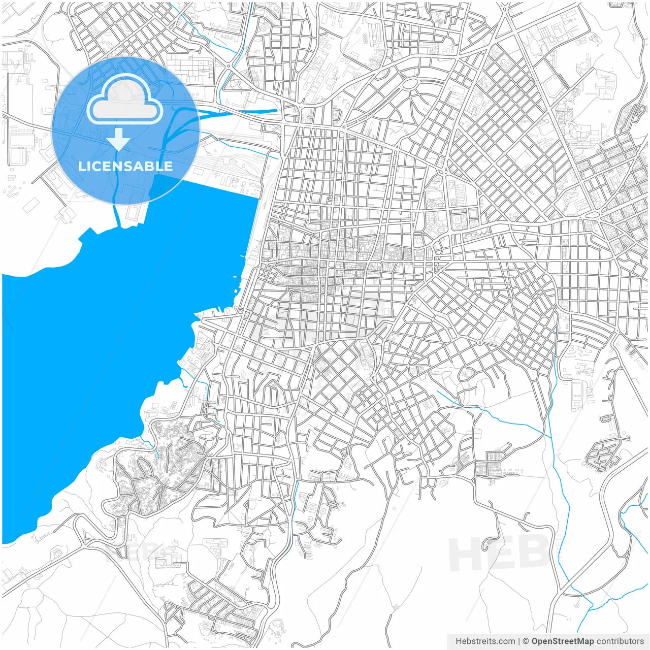 Santiago de Cuba, Santiago de Cuba, Cuba, city map with high resolution roads.
