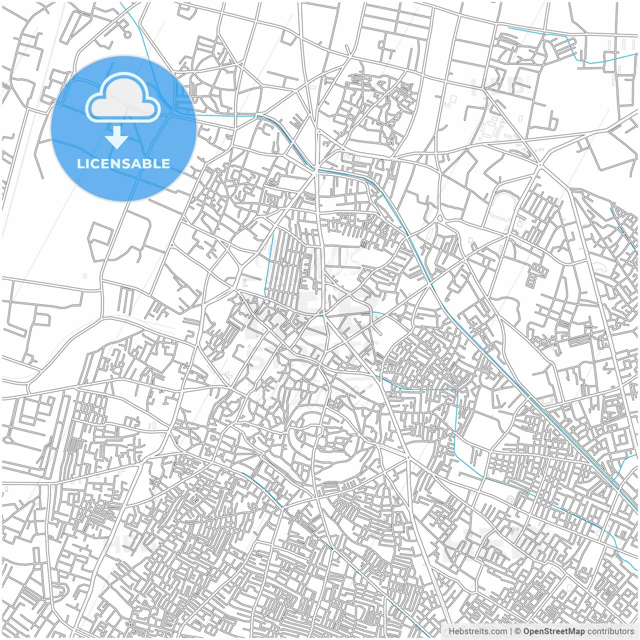 Meerut, Uttar Pradesh, India, city map with high resolution roads.