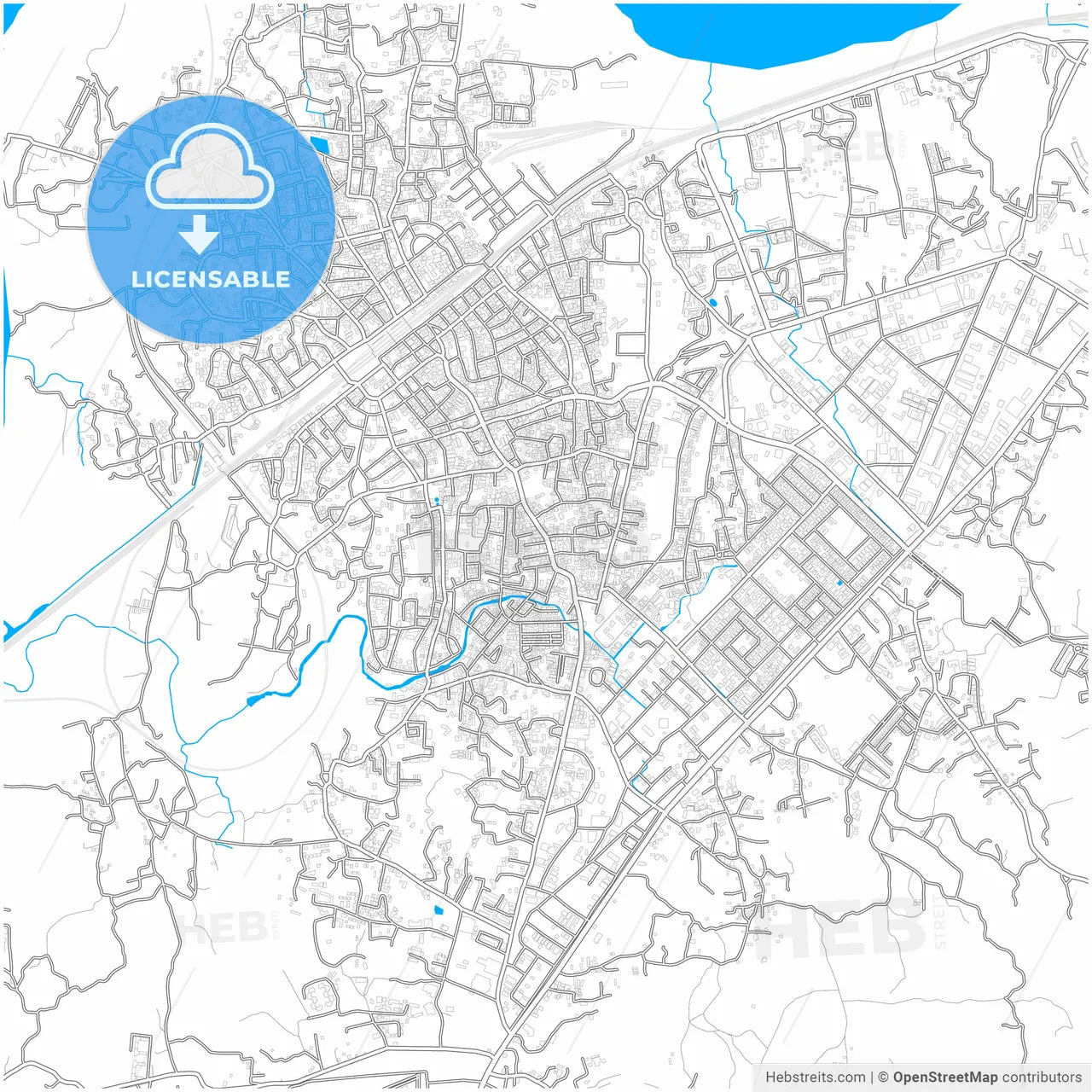 Kalyan-Dombivli, Maharashtra, India, city map with high resolution roads.
