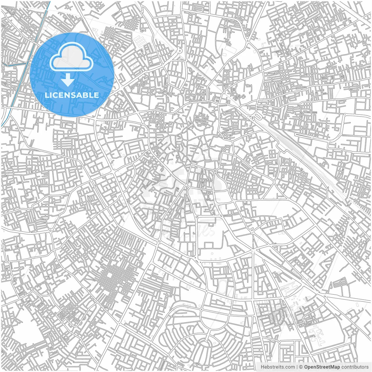 Jalandhar, Punjab, India, city map with high resolution roads.