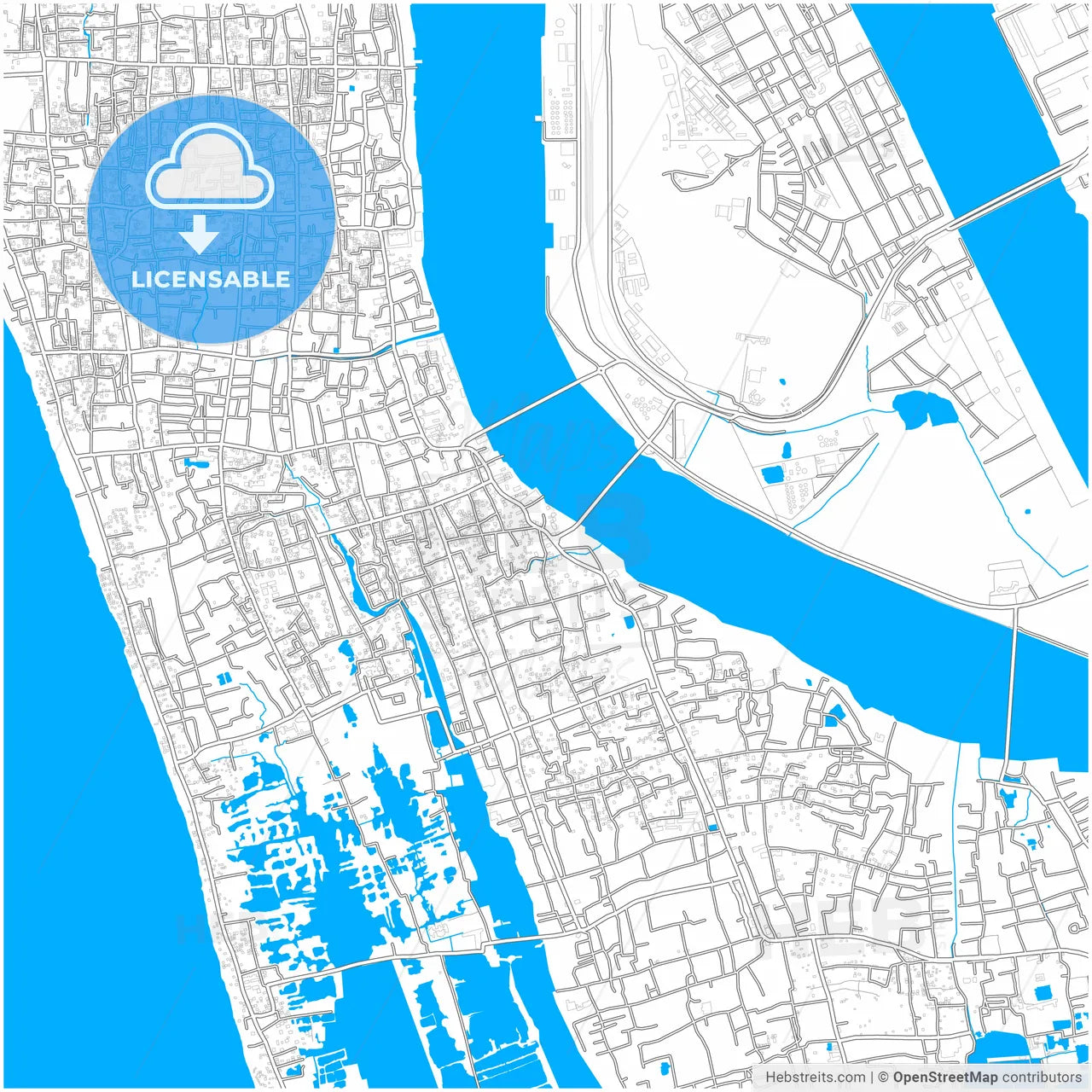 Kochi, Kerala, India, city map with high resolution roads.