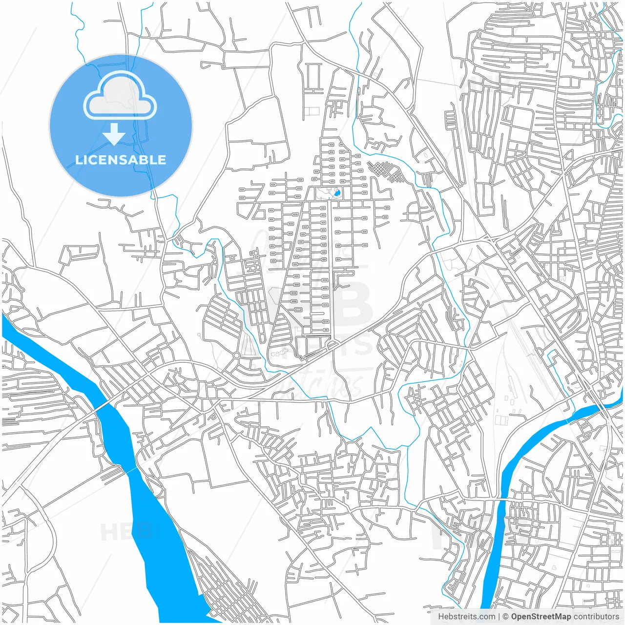 Siliguri, West Bengal, India, city map with high resolution roads.