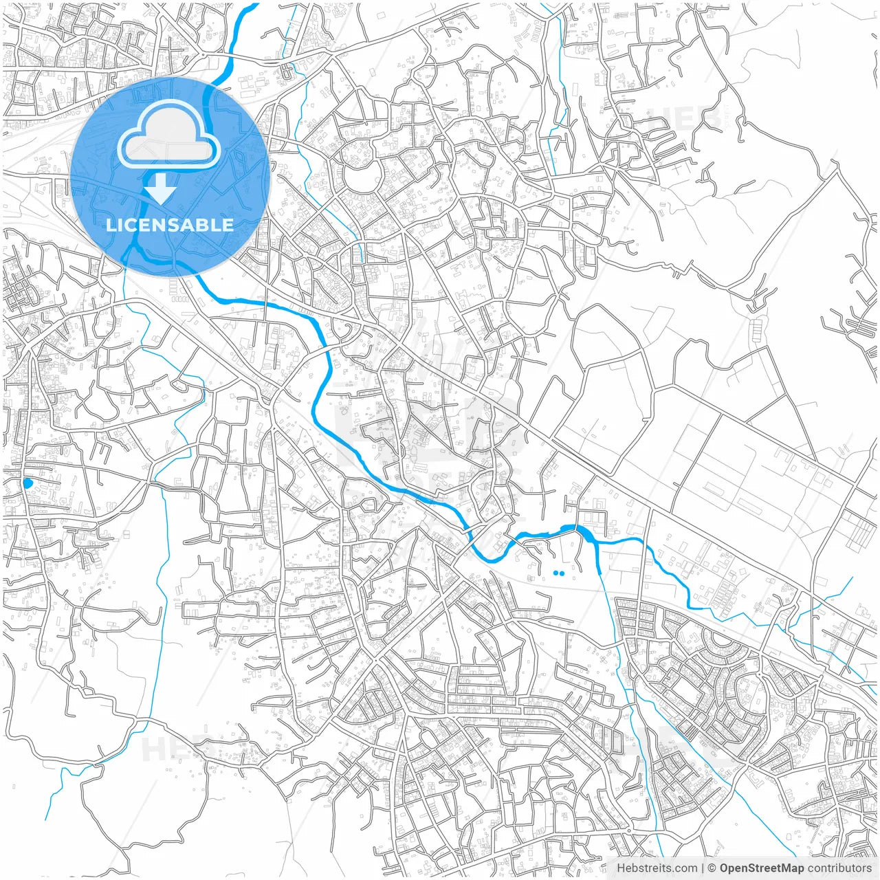 Ulhasnagar, Maharashtra, India, city map with high resolution roads.