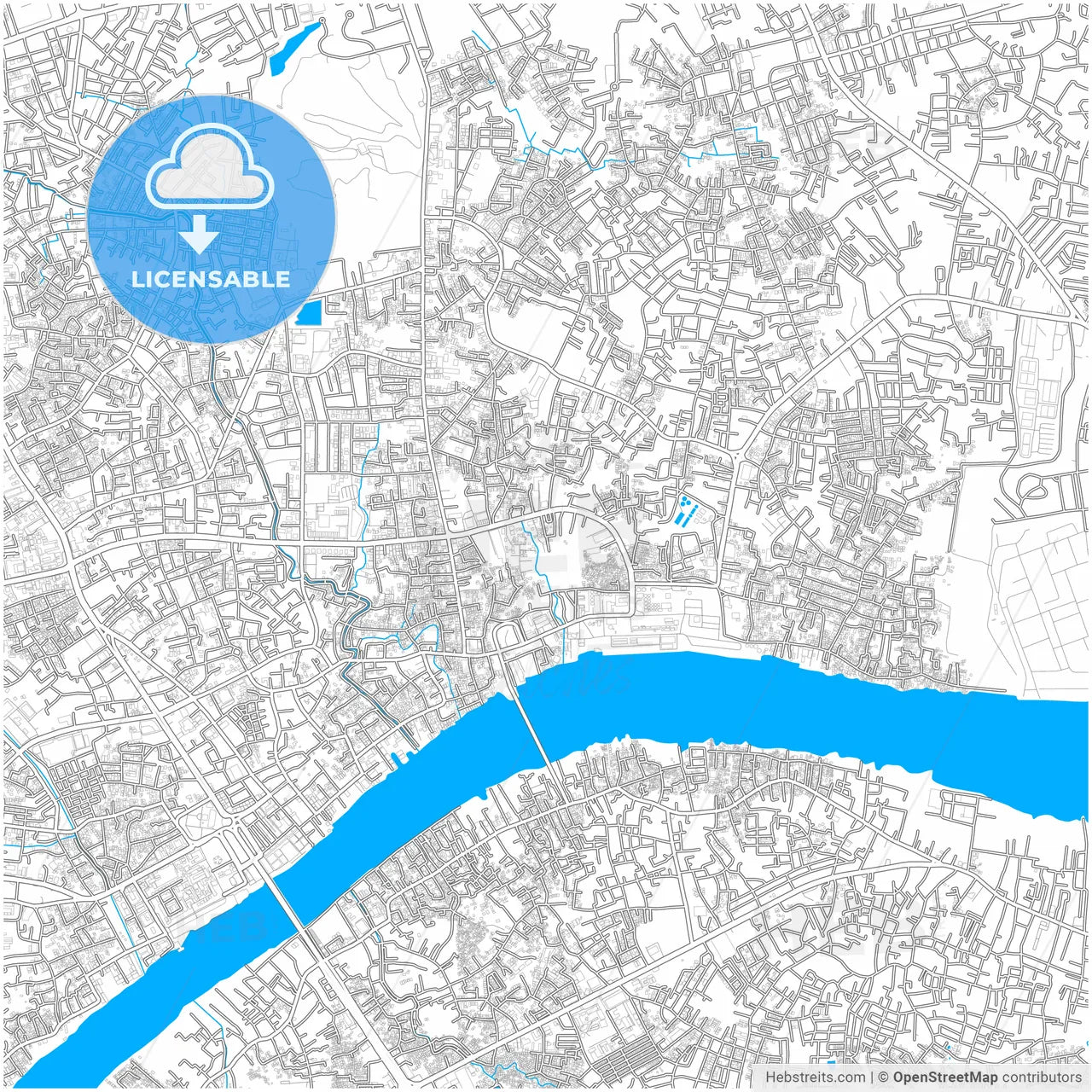 Palembang, South Sumatra, Indonesia, city map with high resolution roads.