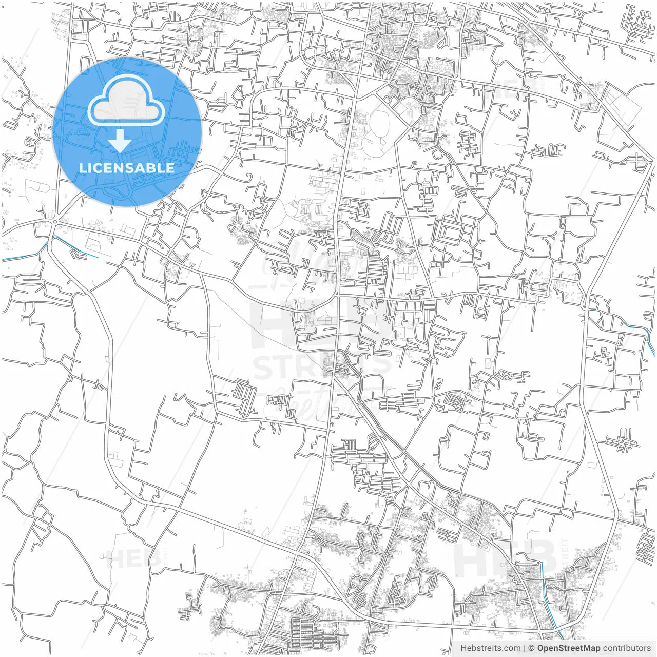 Tasikmalaya, West Java, Indonesia, city map with high resolution roads.