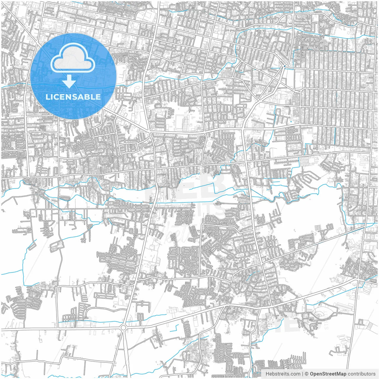 Mataram, West Nusa Tenggara, Indonesia, city map with high resolution roads.
