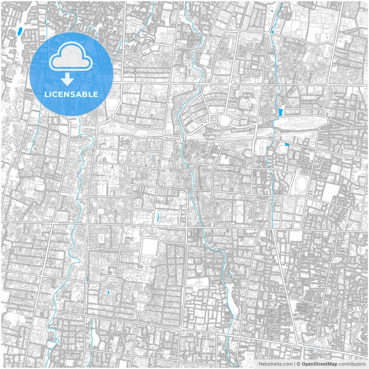 Yogyakarta, Indonesia, city map with high resolution roads.