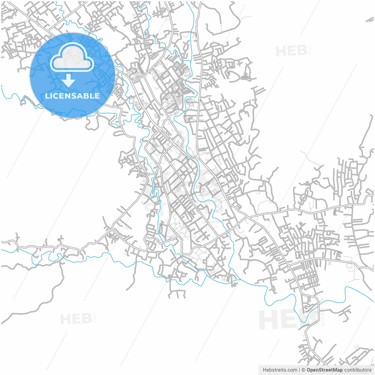 Padang Sidempuan, North Sumatra, Indonesia, city map with high resolution roads.