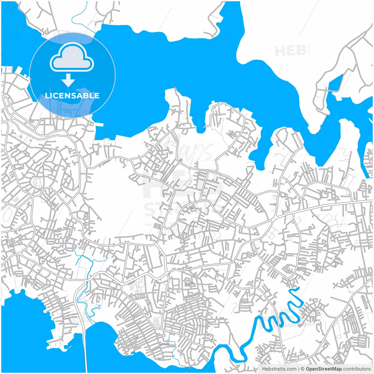 Tanjung Pinang, Kepulauan Riau, Indonesia, city map with high resolution roads.