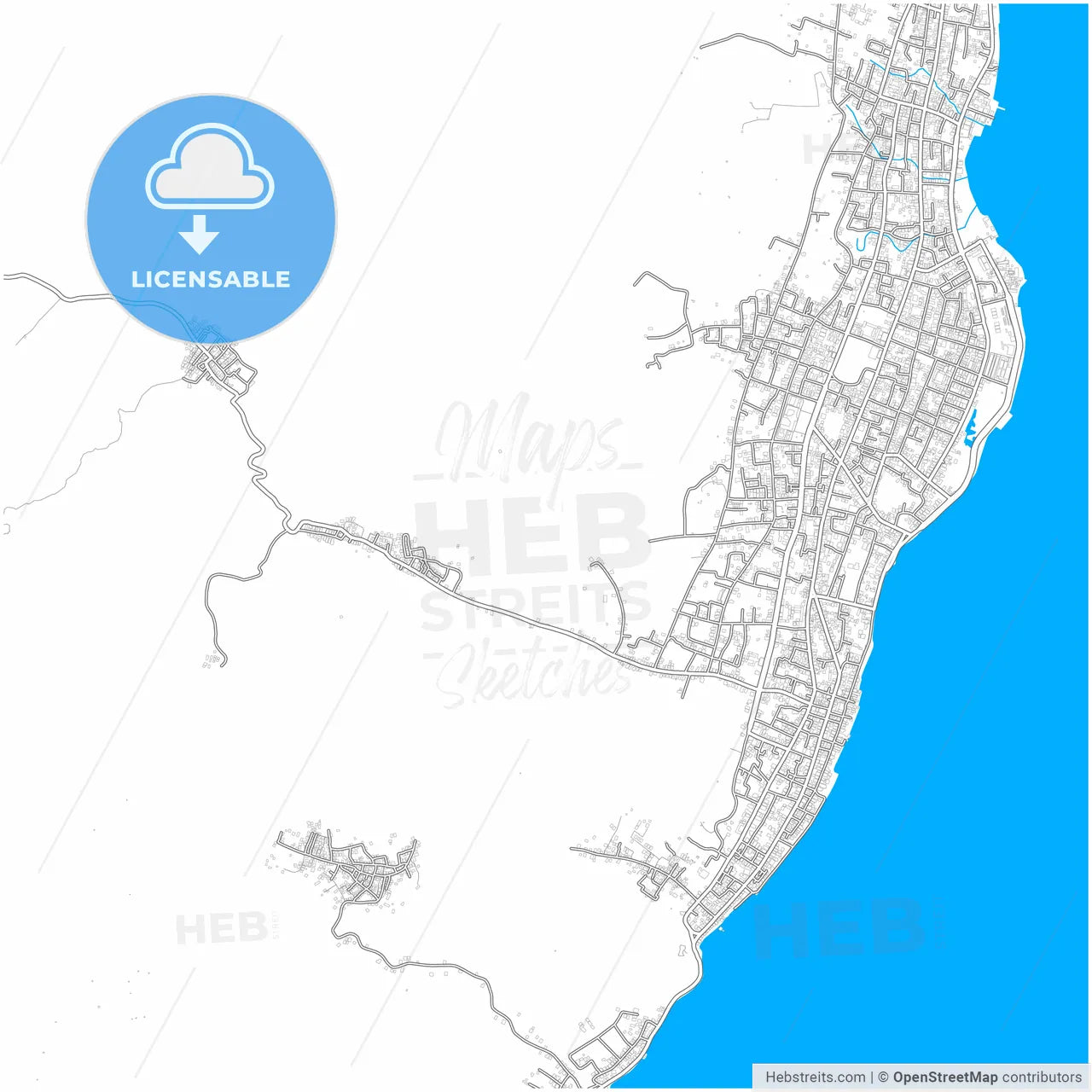 Tidore, North Maluku, Indonesia, city map with high resolution roads.