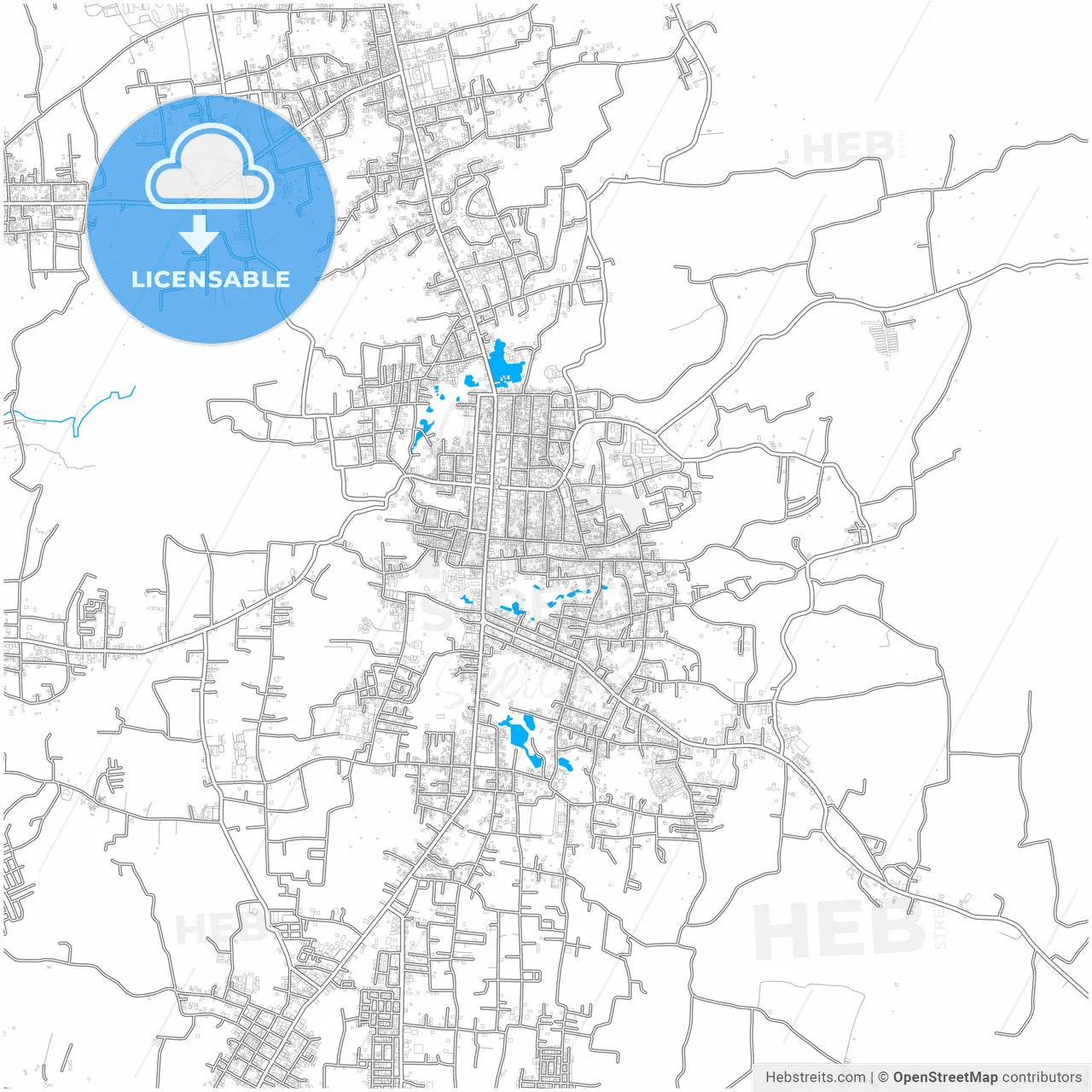 Tomohon, North Sulawesi, Indonesia, city map with high resolution roads.