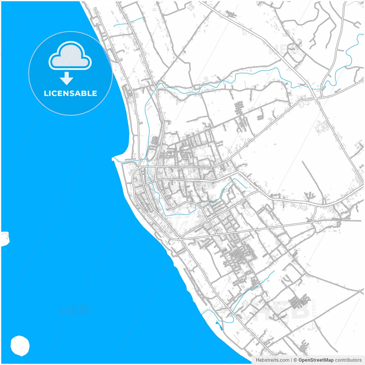 Pariaman, West Sumatra, Indonesia, city map with high resolution roads.