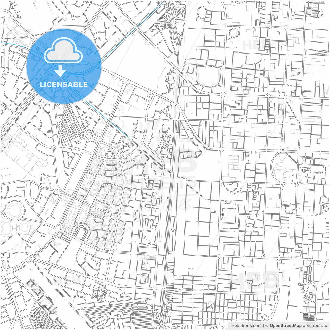 Lahore, Punjab, Pakistan, city map with high resolution roads.