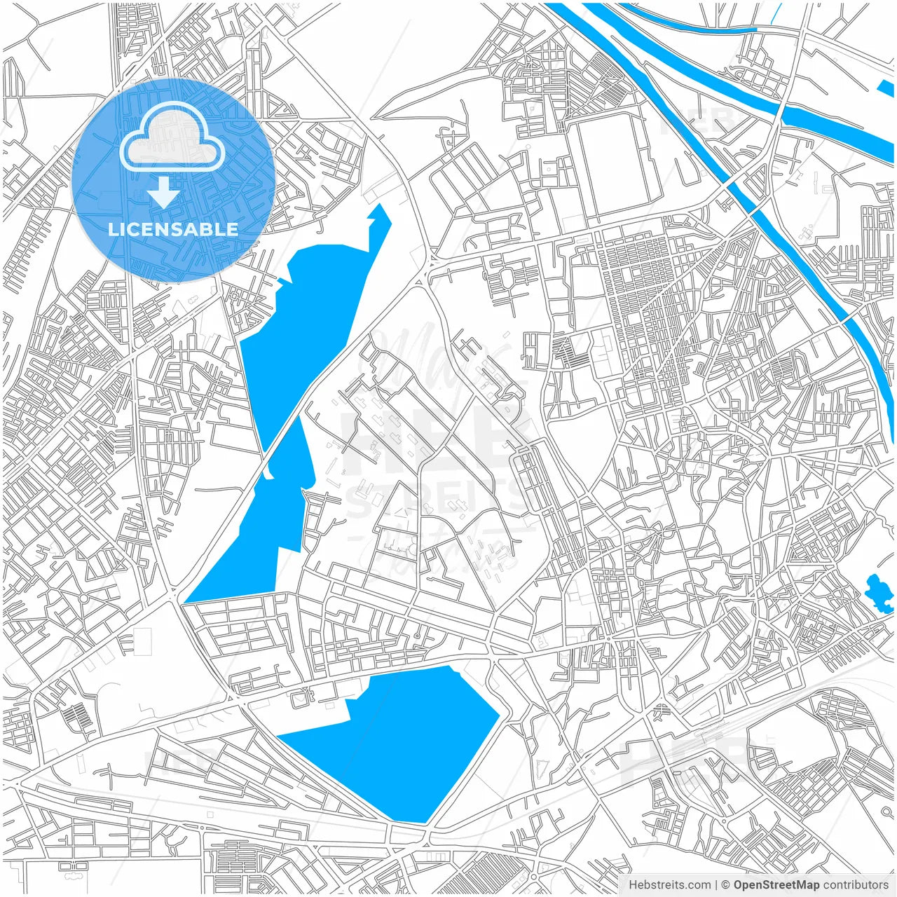 Hyderabad, Sindh, Pakistan, city map with high resolution roads.