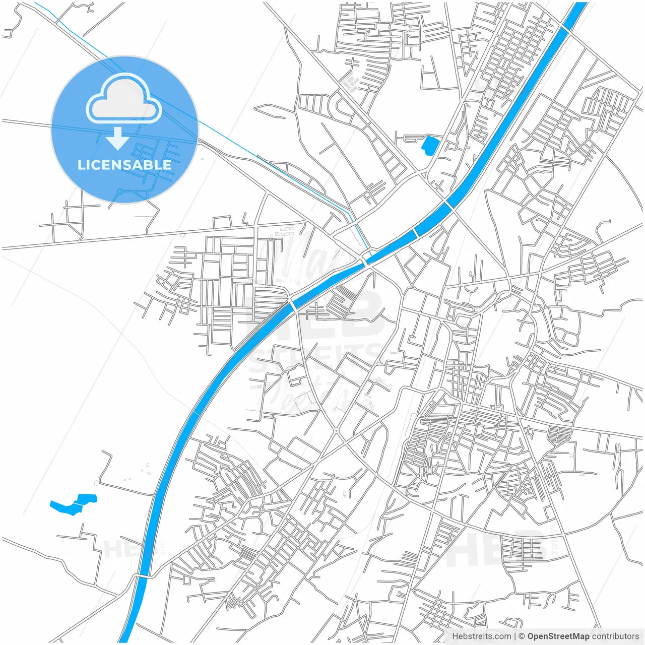 Larkana, Sindh, Pakistan, city map with high resolution roads.