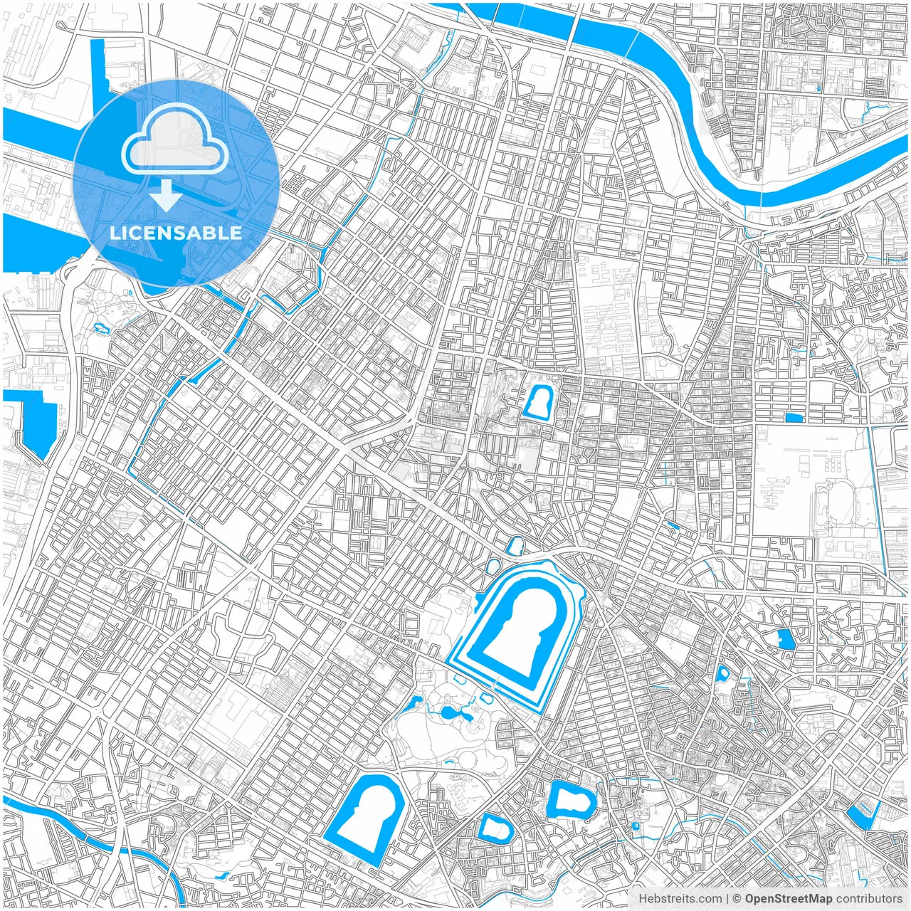 Sakai, Osaka, Japan, city map with high resolution roads.