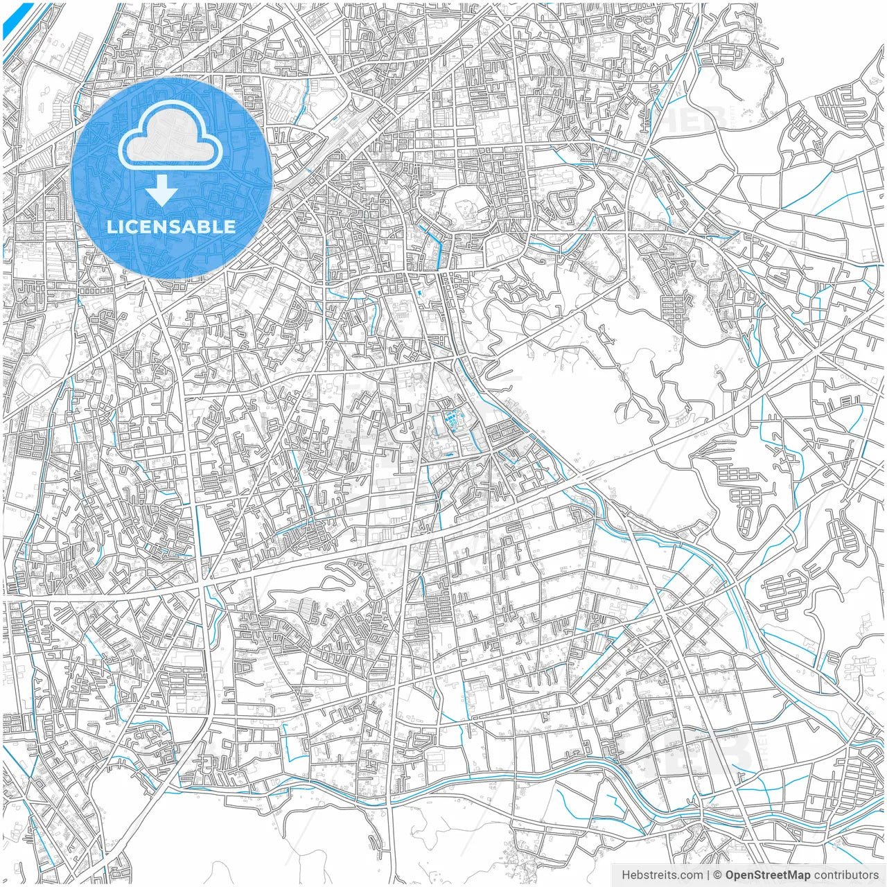 Kurashiki, Okayama, Japan, city map with high resolution roads.