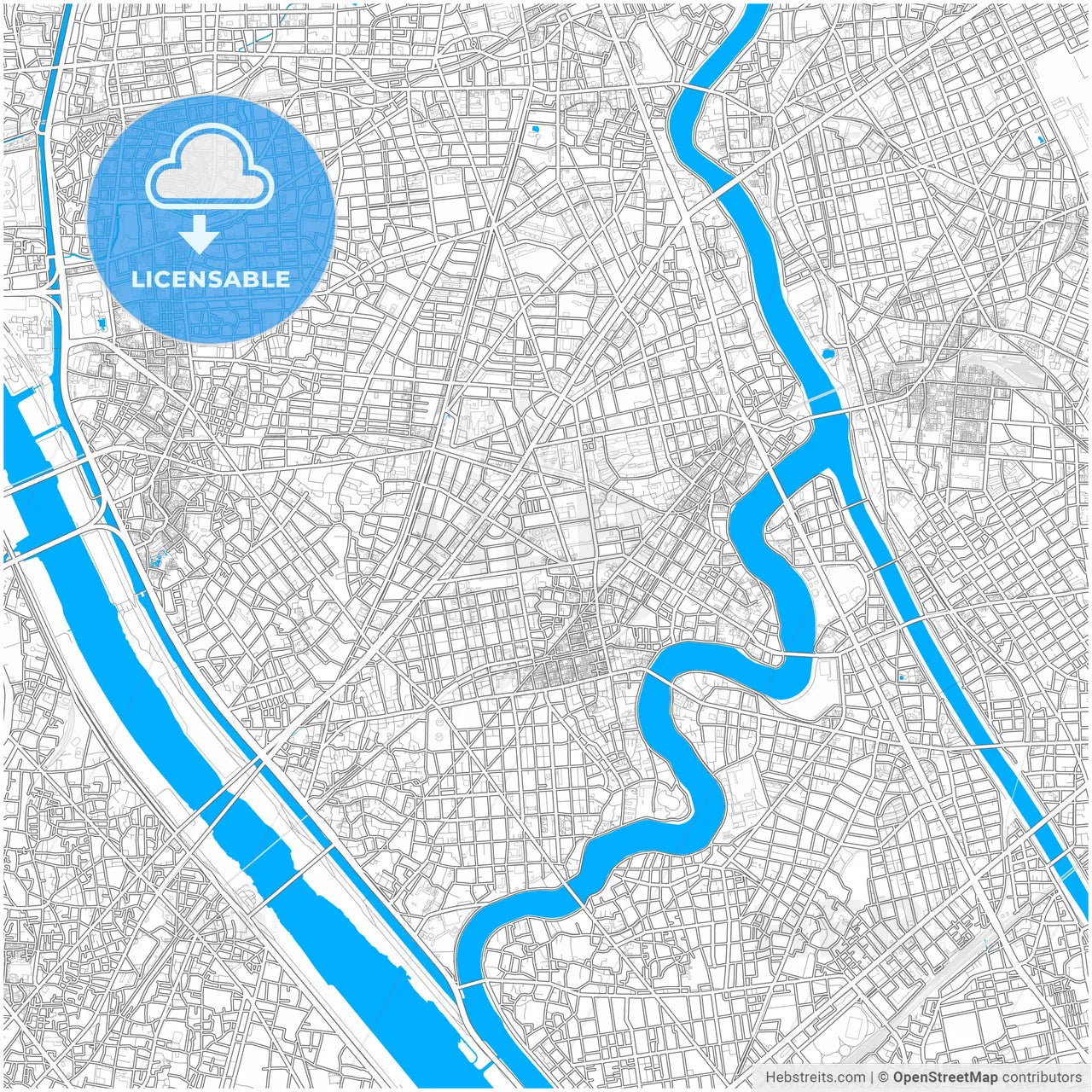 Katsushika, Tokyo, Japan, city map with high resolution roads.
