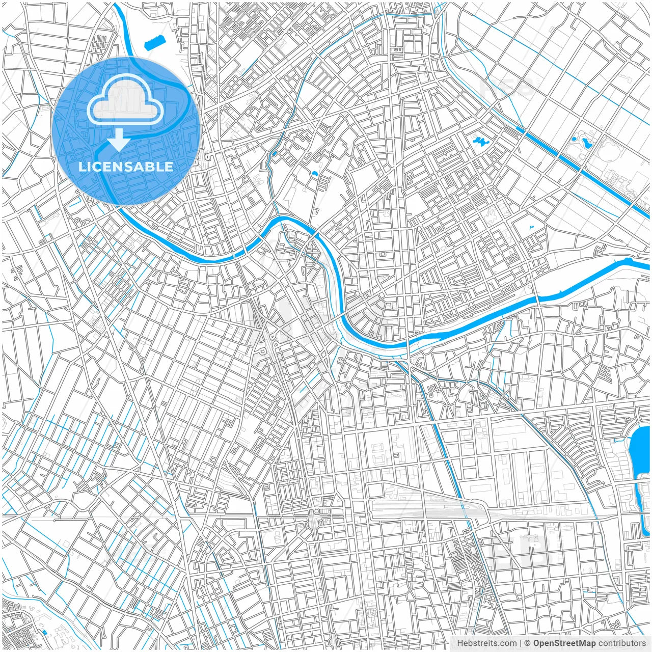 Koshigaya, Saitama, Japan, city map with high resolution roads.