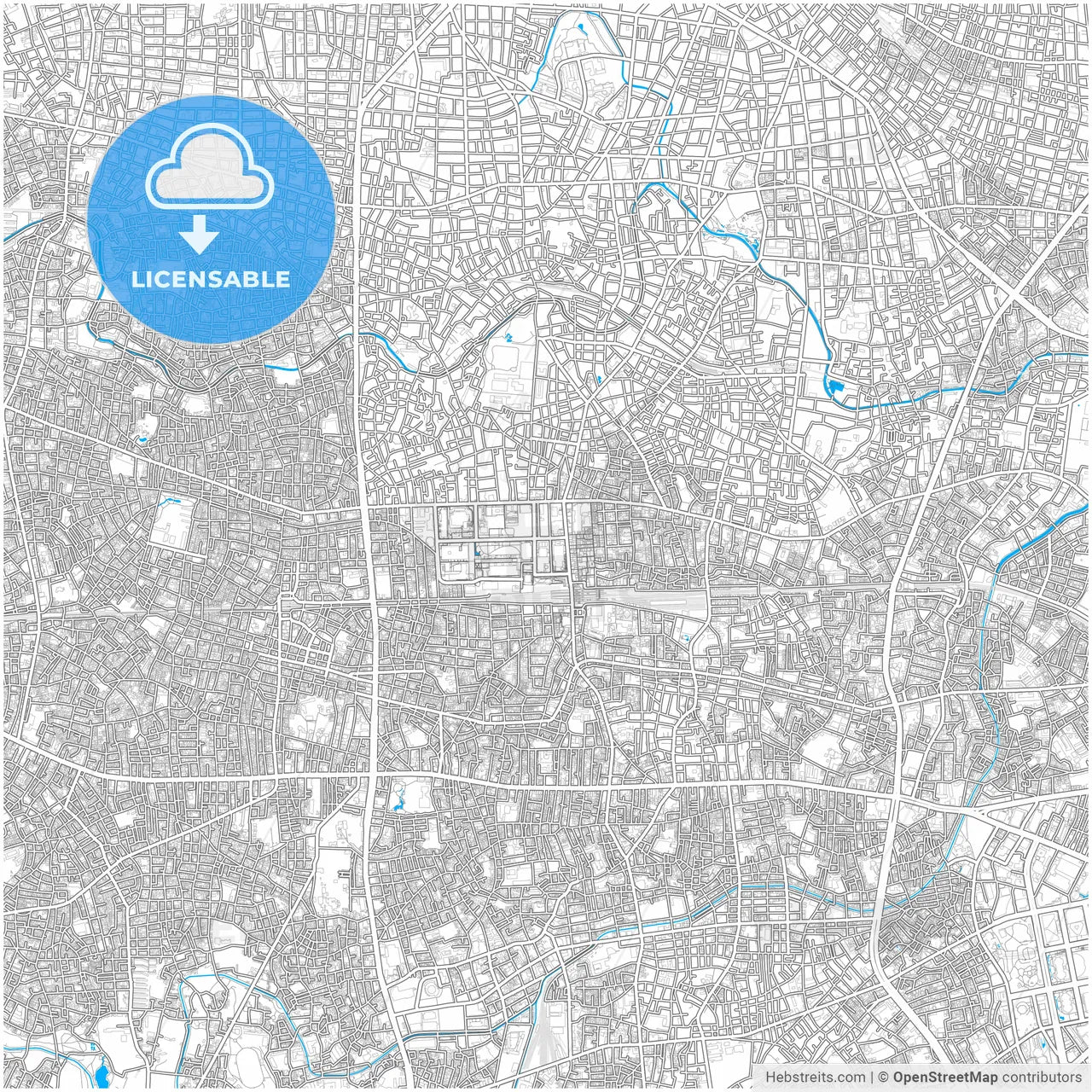 Nakano, Tokyo, Japan, city map with high resolution roads.