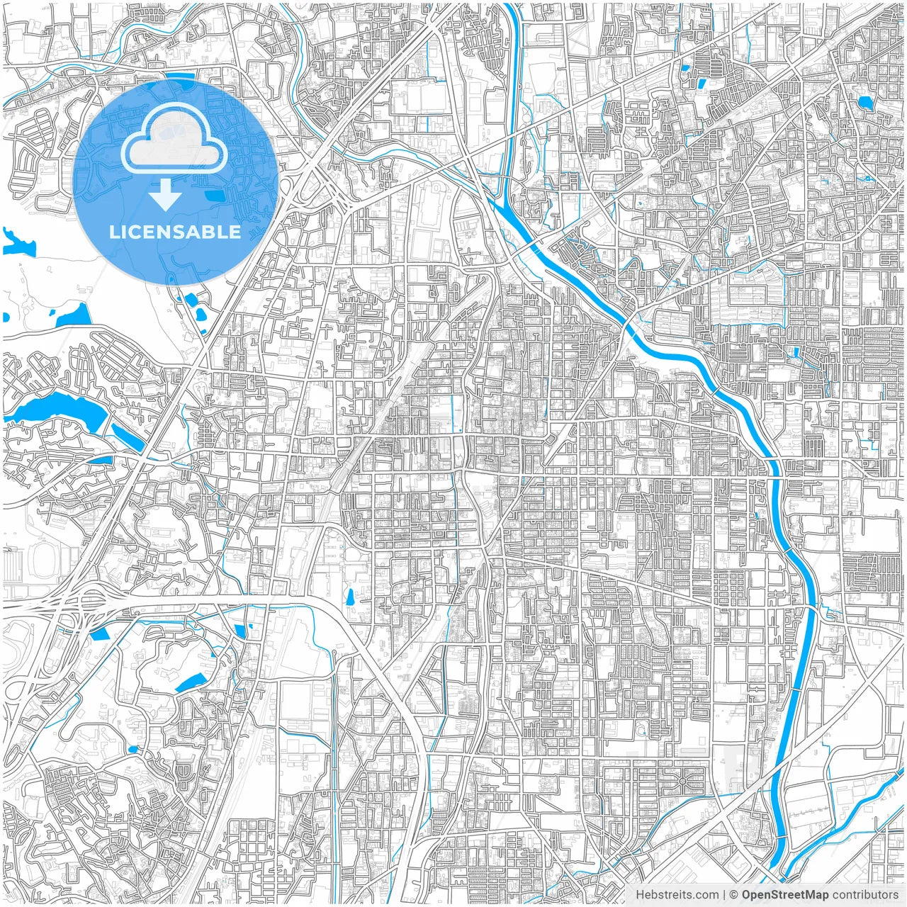 Ibaraki, Osaka, Japan, city map with high resolution roads.