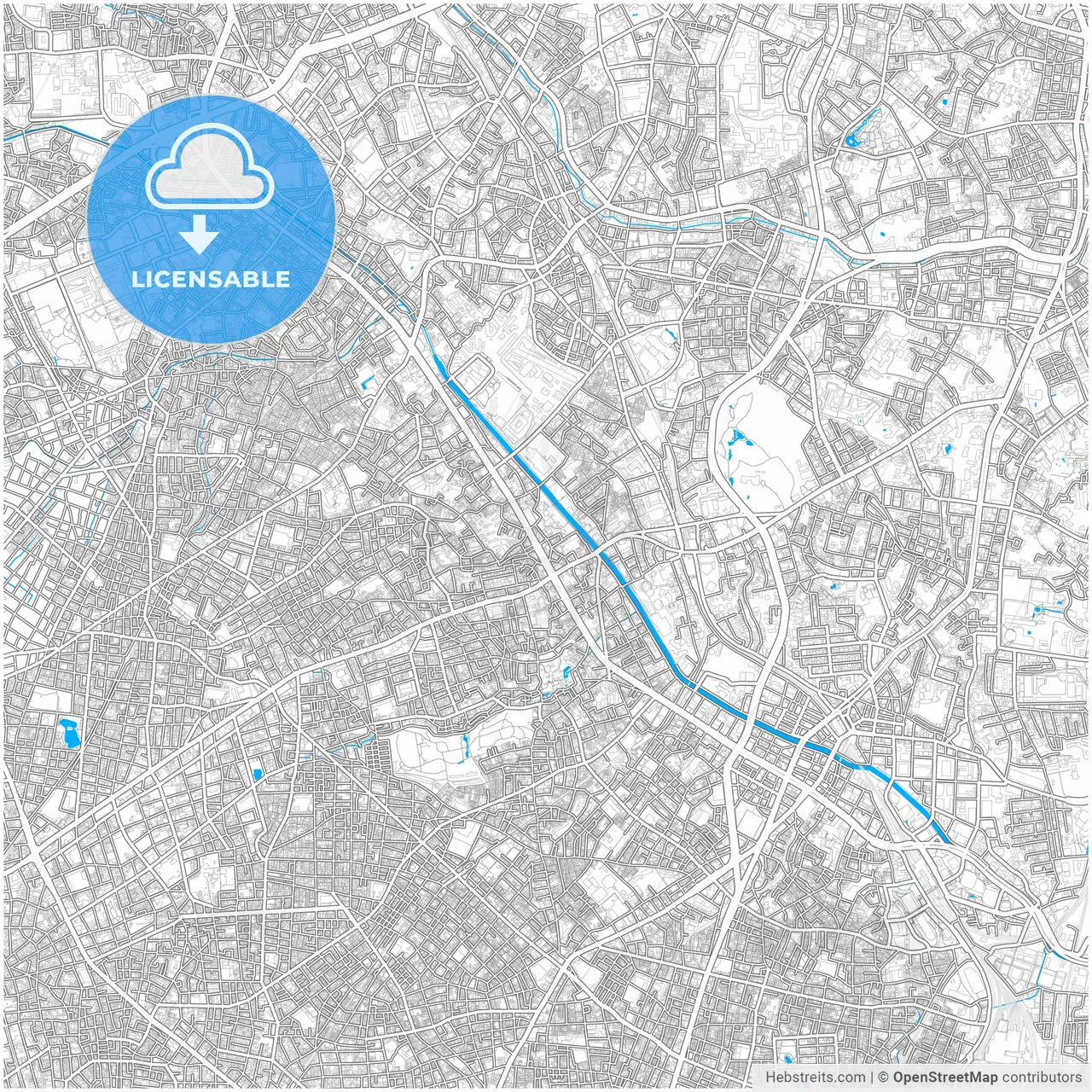 Meguro, Tokyo, Japan, city map with high resolution roads.