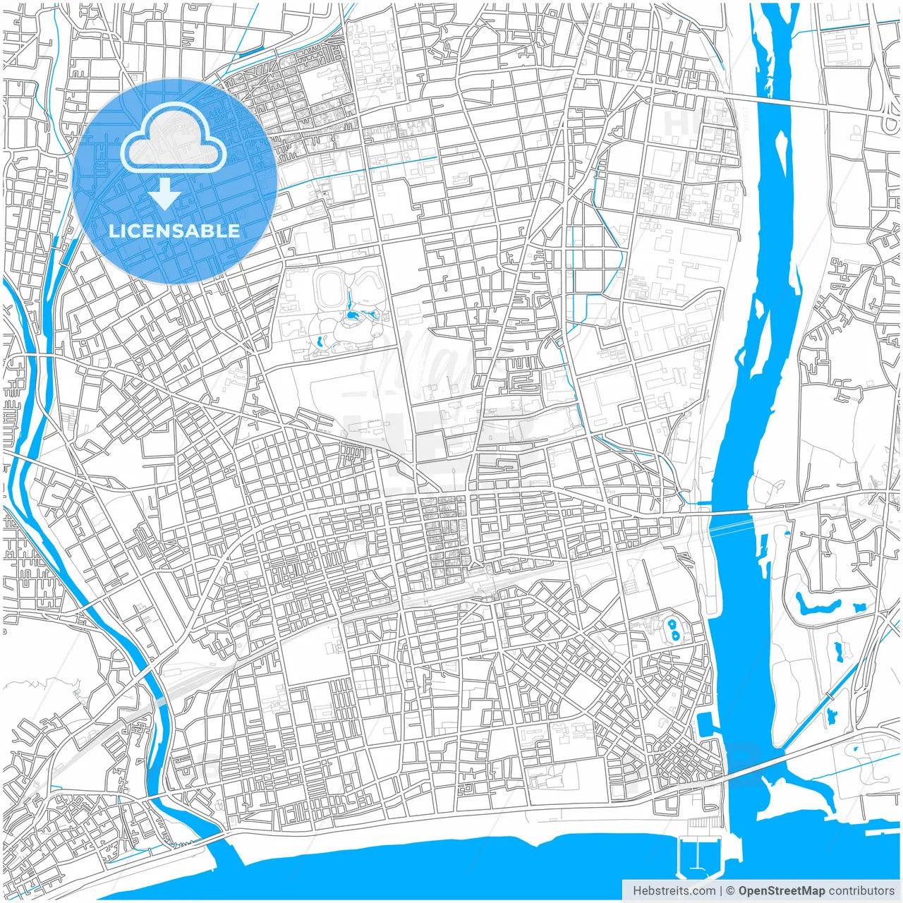 Hiratsuka, Kanagawa, Japan, city map with high resolution roads.