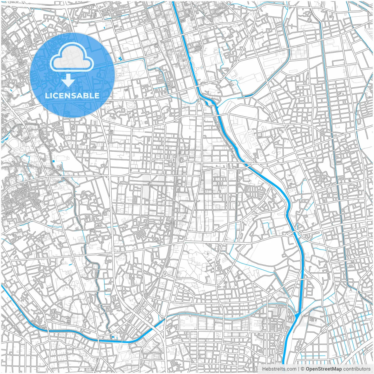 Sōka, Saitama, Japan, city map with high resolution roads.