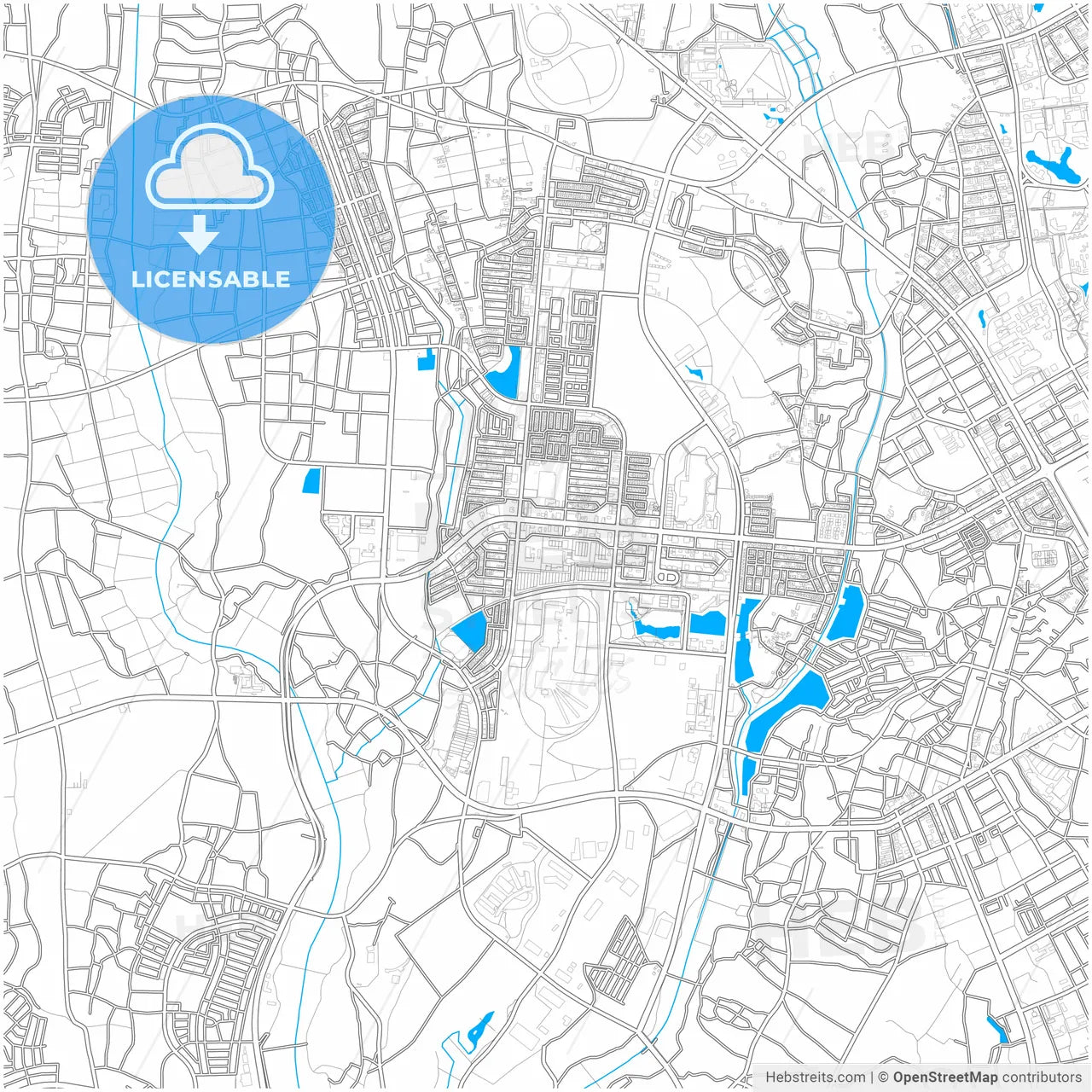 Tsukuba, Ibaraki, Japan, city map with high resolution roads.