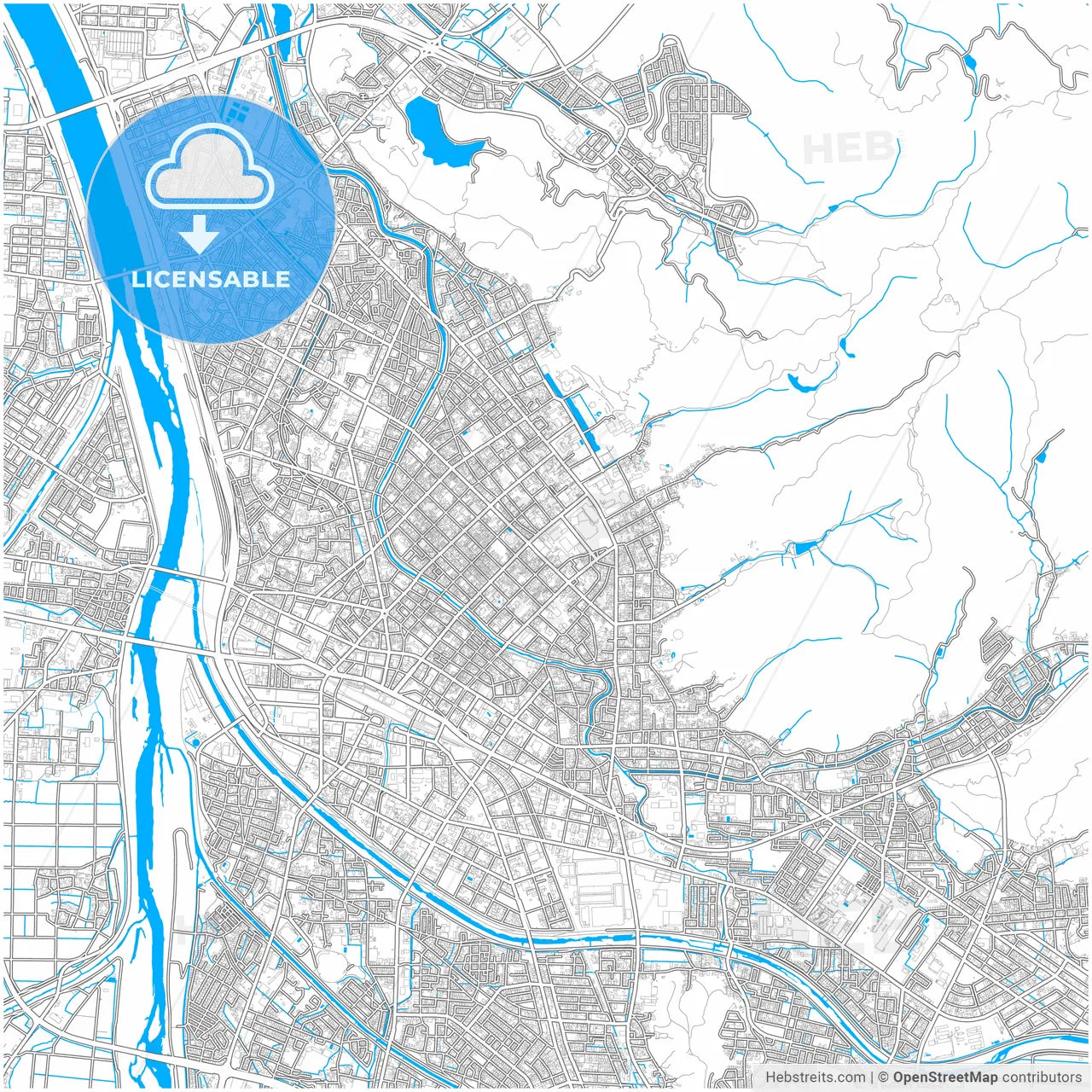Tottori, Tottori, Japan, city map with high resolution roads.