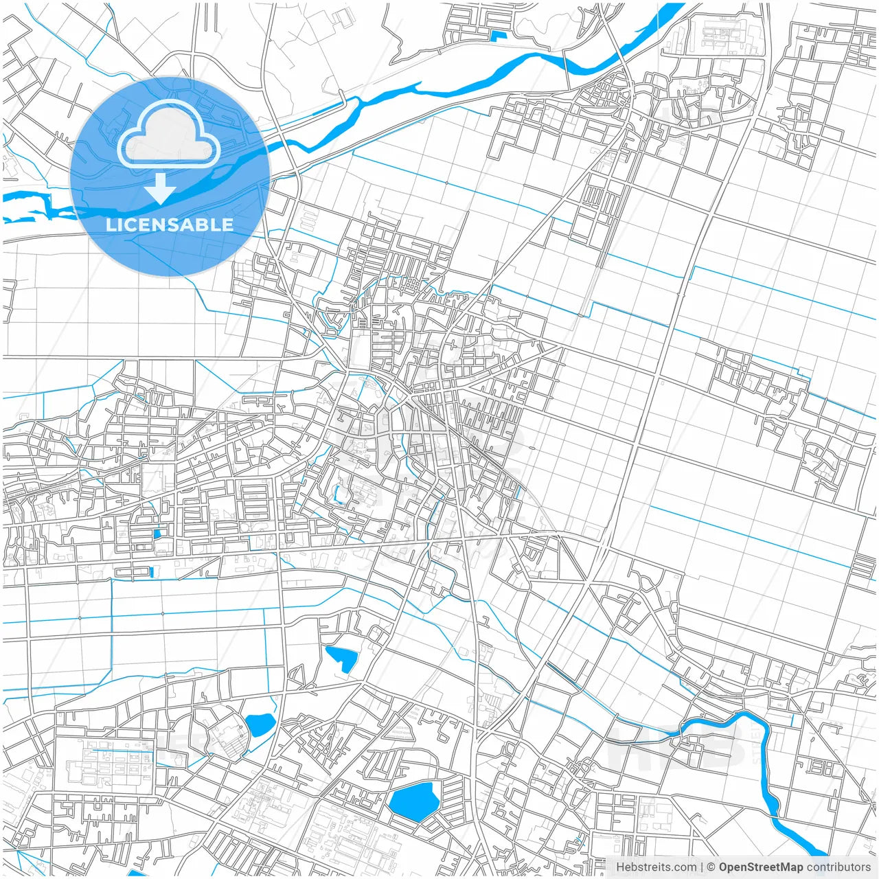 Suzuka, Mie, Japan, city map with high resolution roads.