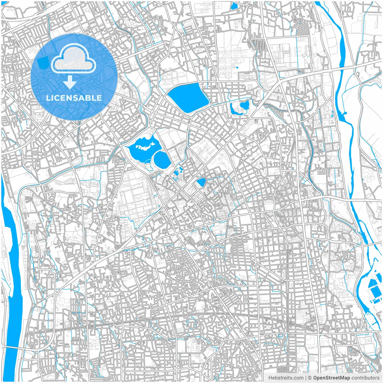 Itami, Hyōgo, Japan, city map with high resolution roads.
