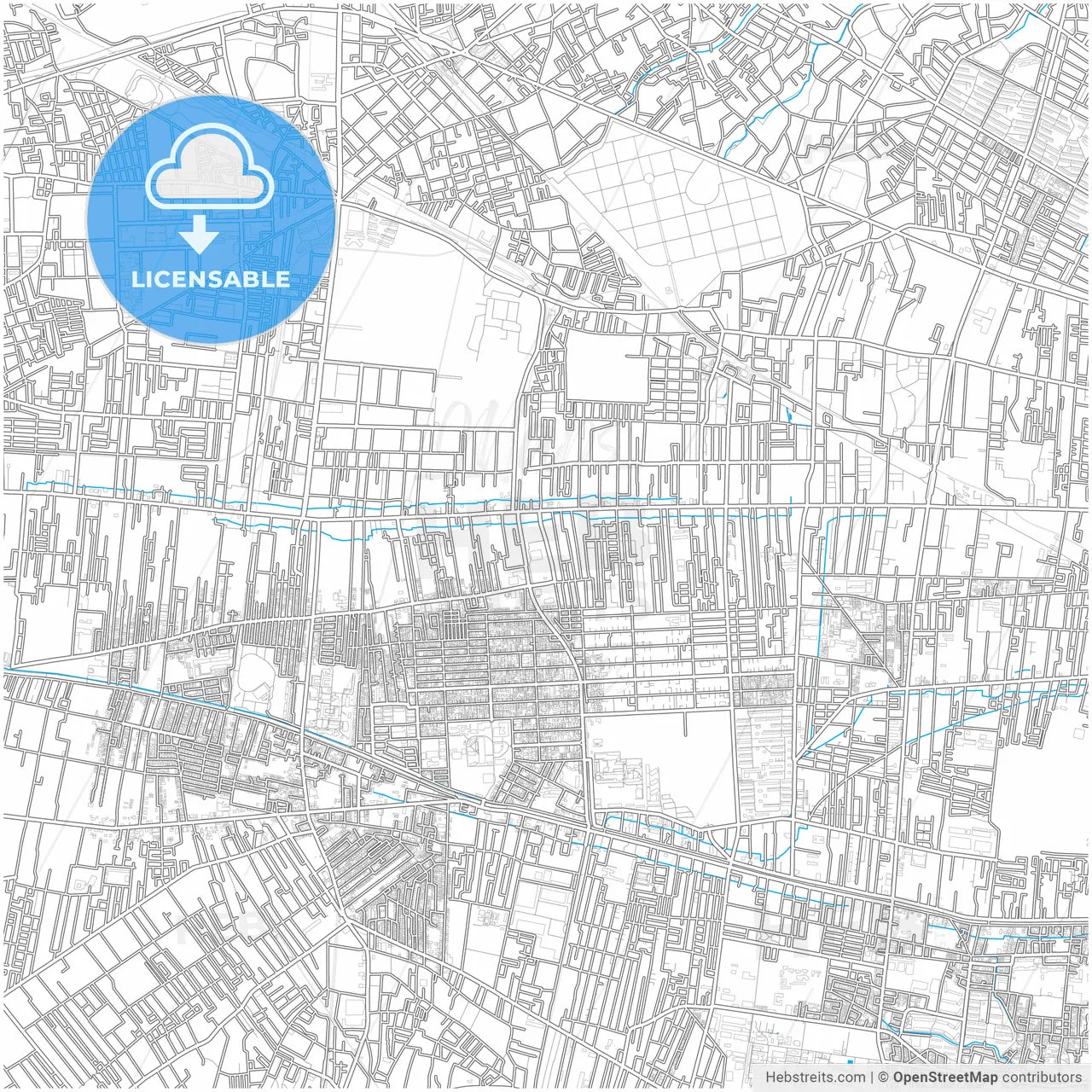 Kodaira, Tokyo, Japan, city map with high resolution roads.