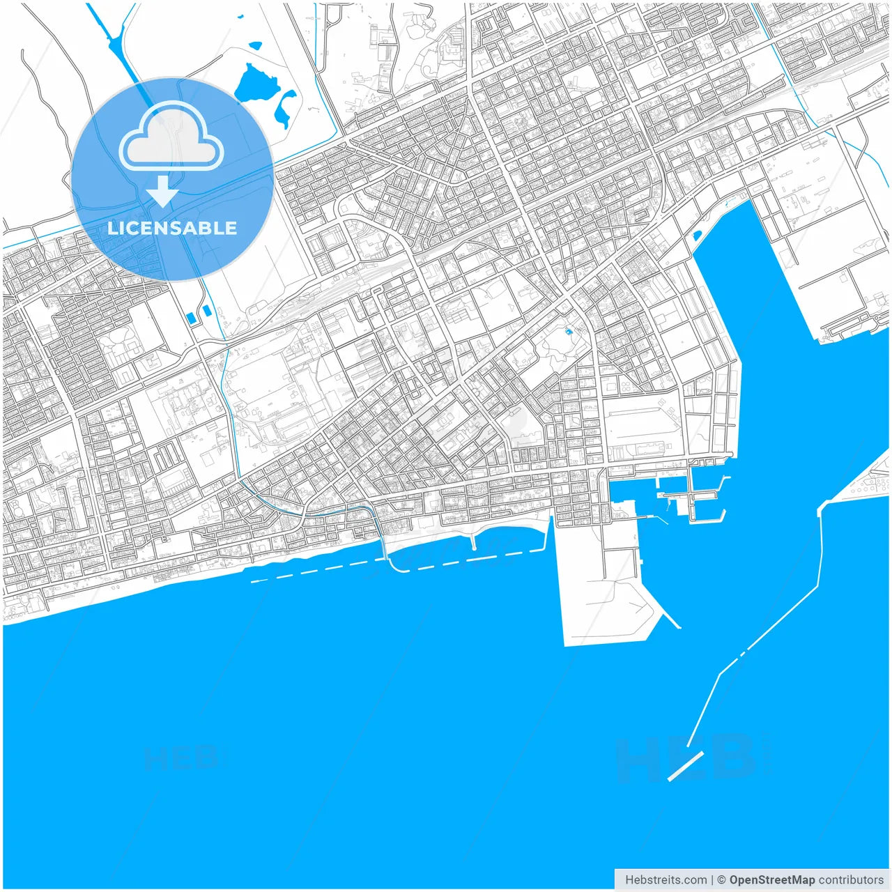 Tomakomai, Hokkaidō, Japan, city map with high resolution roads.