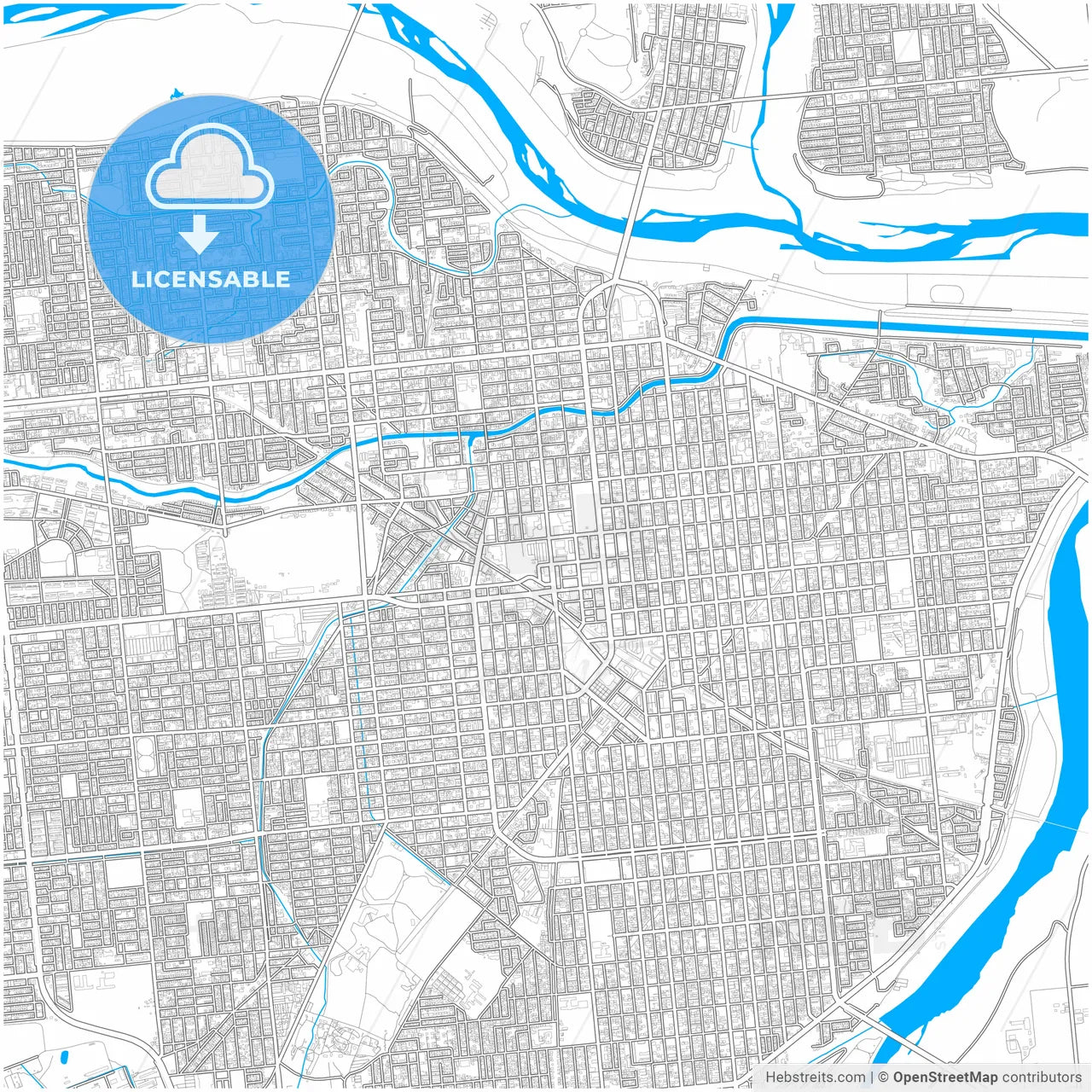 Obihiro, Hokkaidō, Japan, city map with high resolution roads.