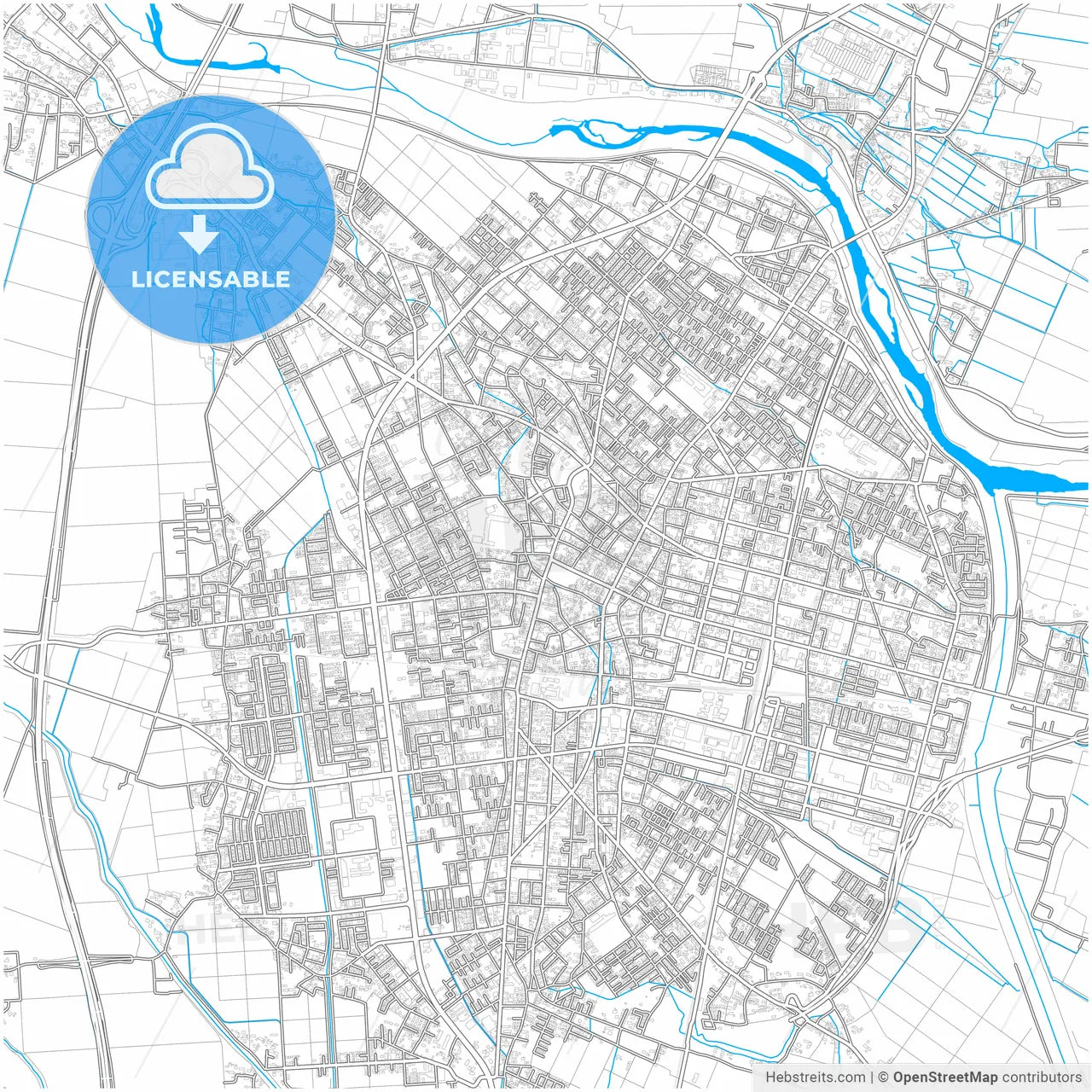Ōsaki, Miyagi, Japan, city map with high resolution roads.