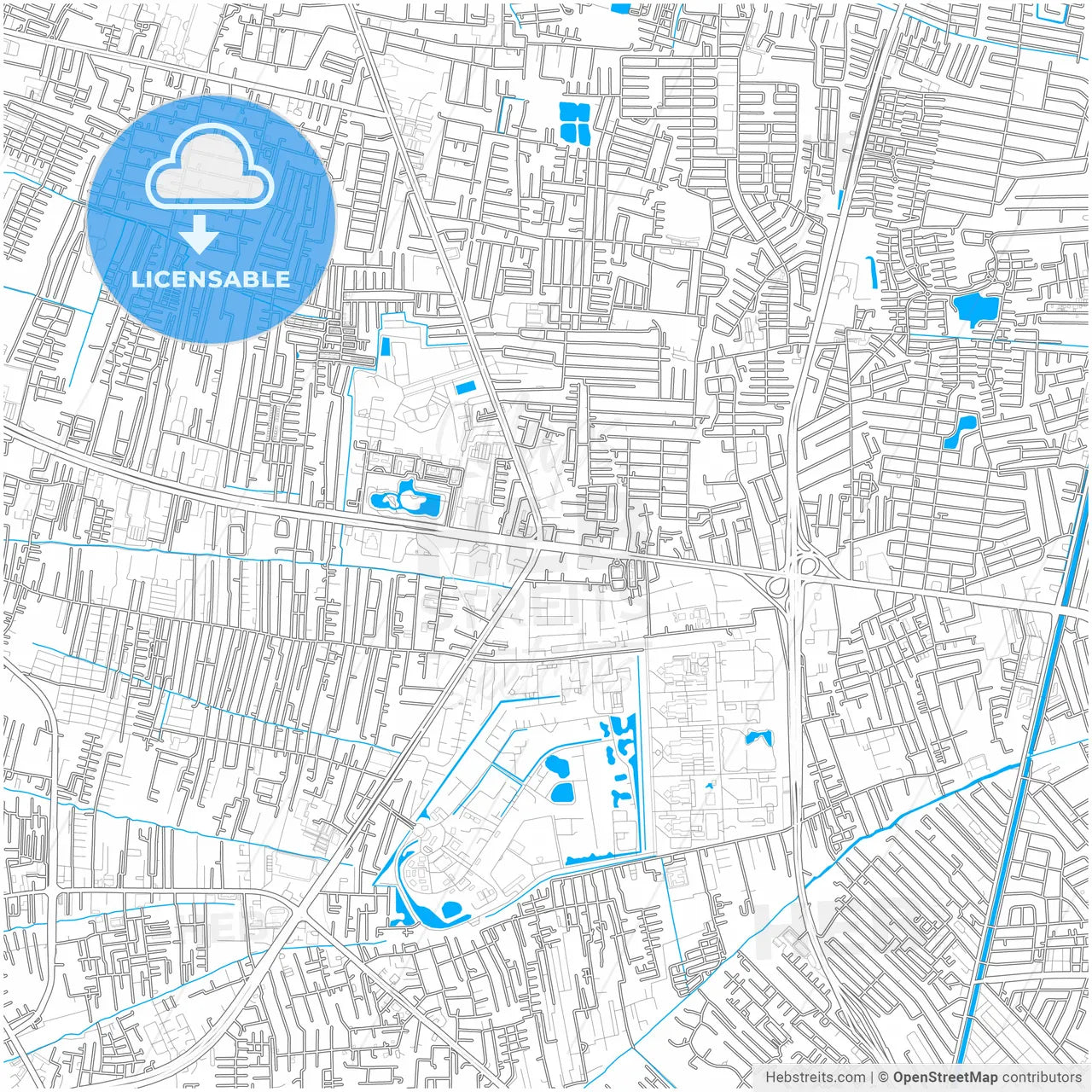 Nonthaburi, Nonthaburi, Thailand, city map with high resolution roads.