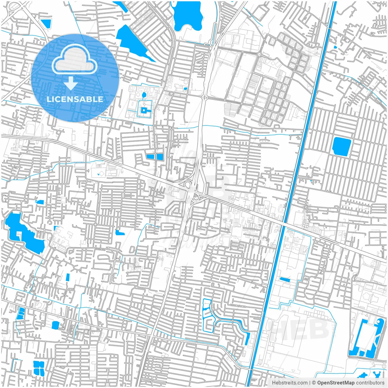 Pak Kret, Nonthaburi, Thailand, city map with high resolution roads.