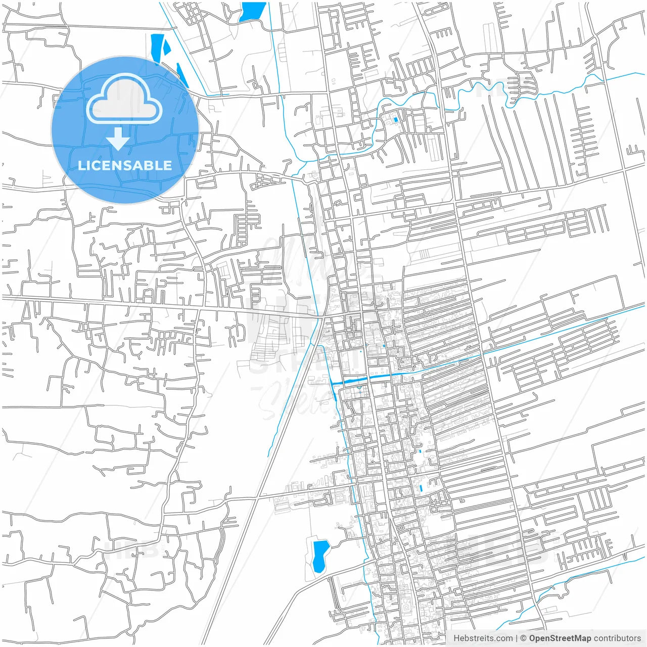 Nakhon Si Thammarat, Nakhon Si Thammarat, Thailand, city map with high resolution roads.