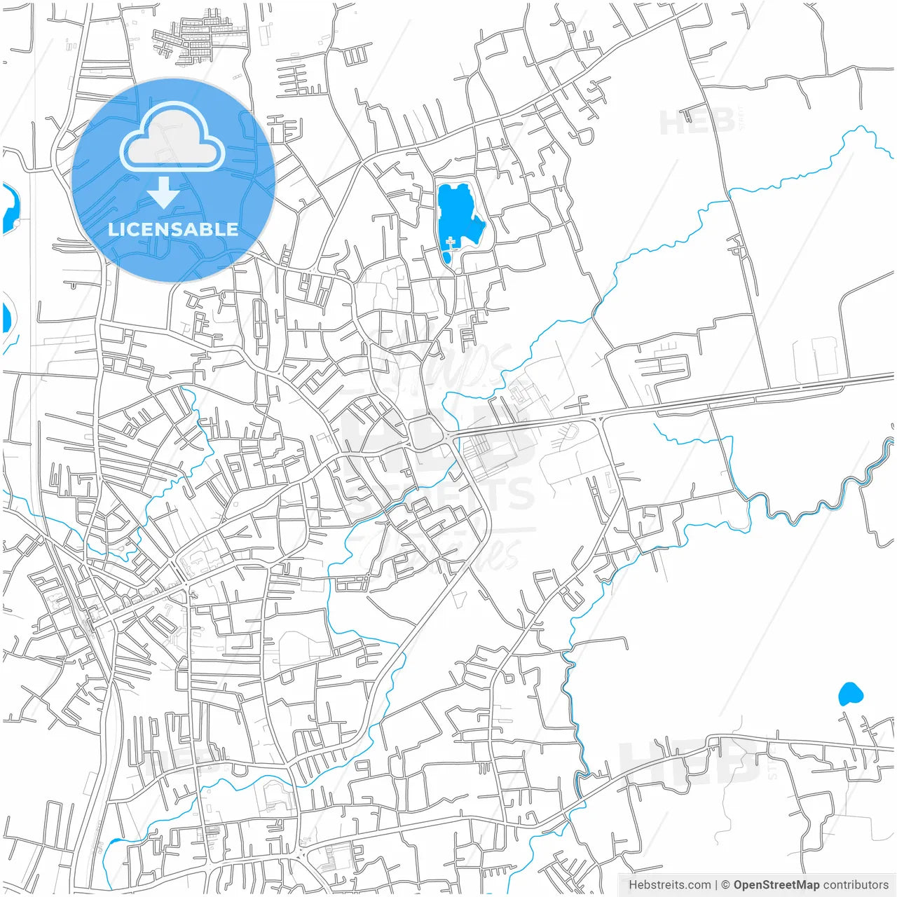 Trang, Trang, Thailand, city map with high resolution roads.