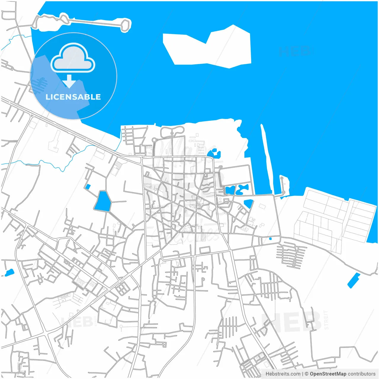 Sakon Nakhon, Sakon Nakhon, Thailand, city map with high resolution roads.