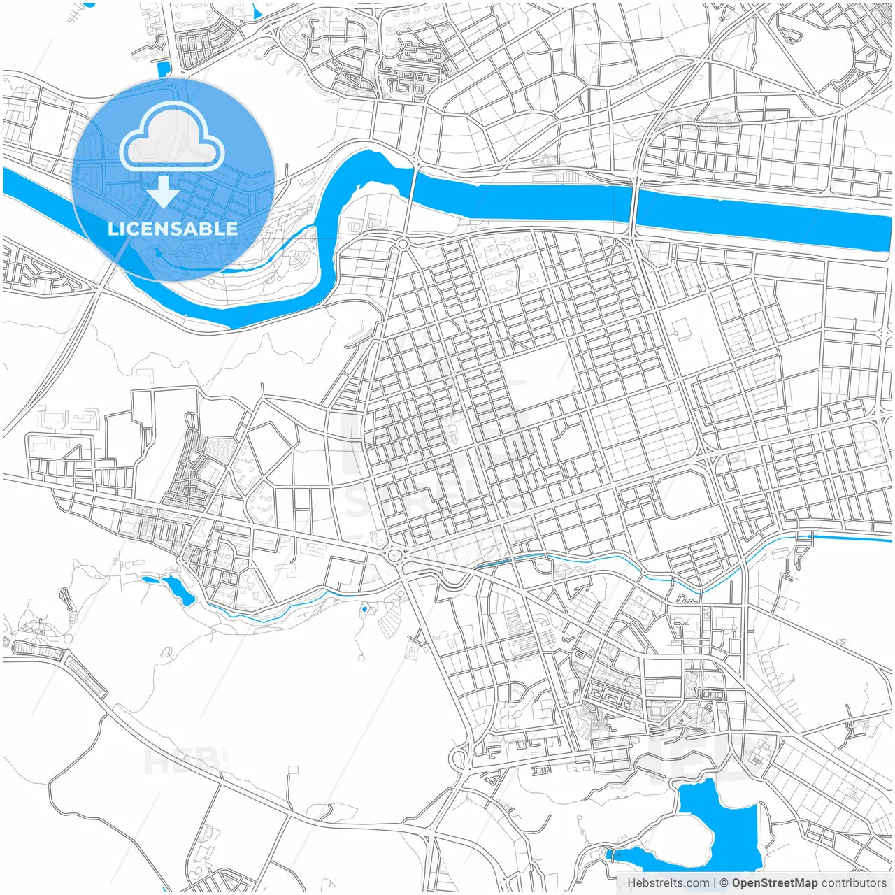 Ulsan, South Korea, city map with high resolution roads.