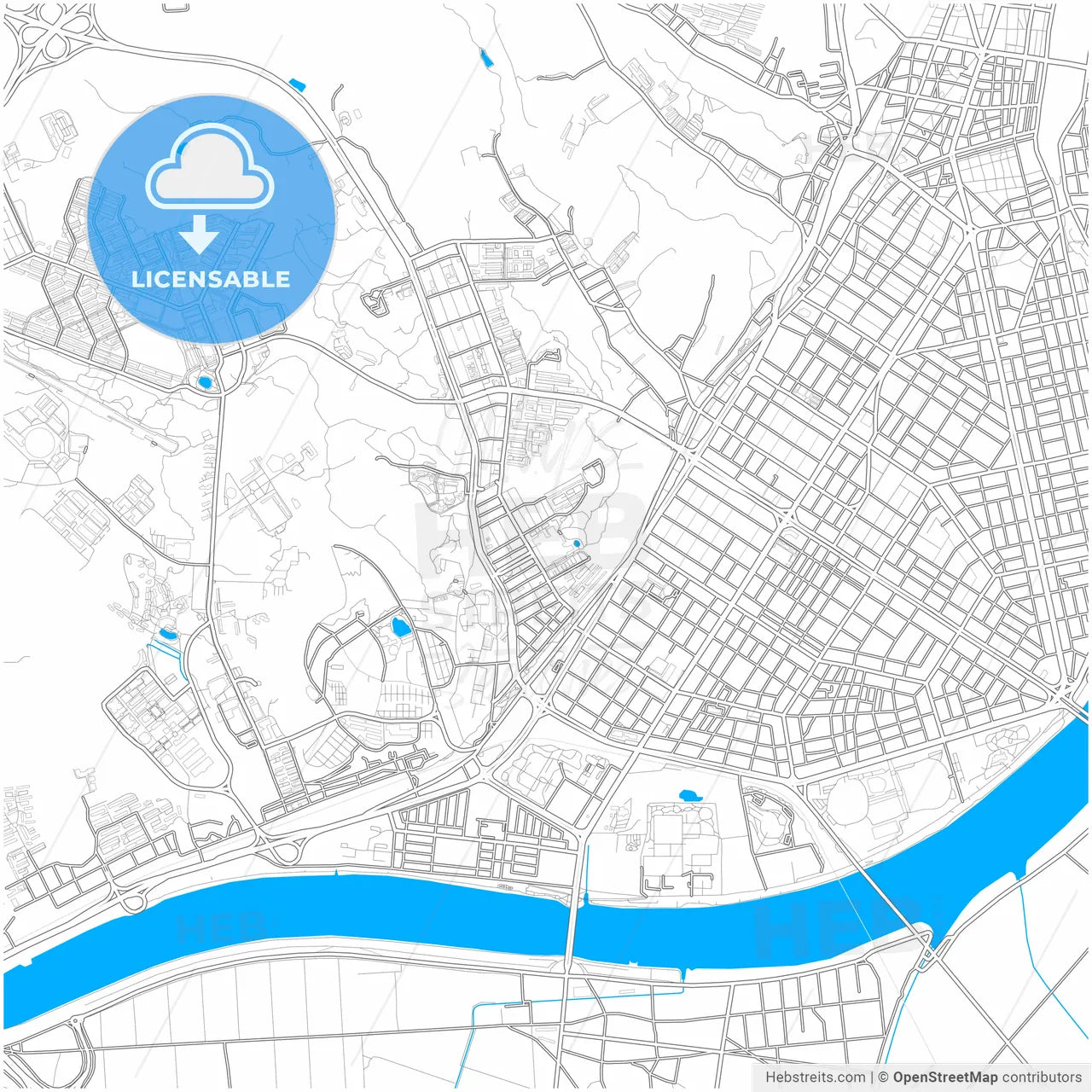Pohang, North Gyeongsang, South Korea, city map with high resolution roads.