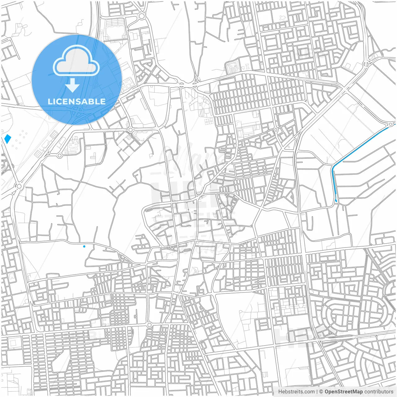 Hofuf, Saudi Arabia, city map with high resolution roads.