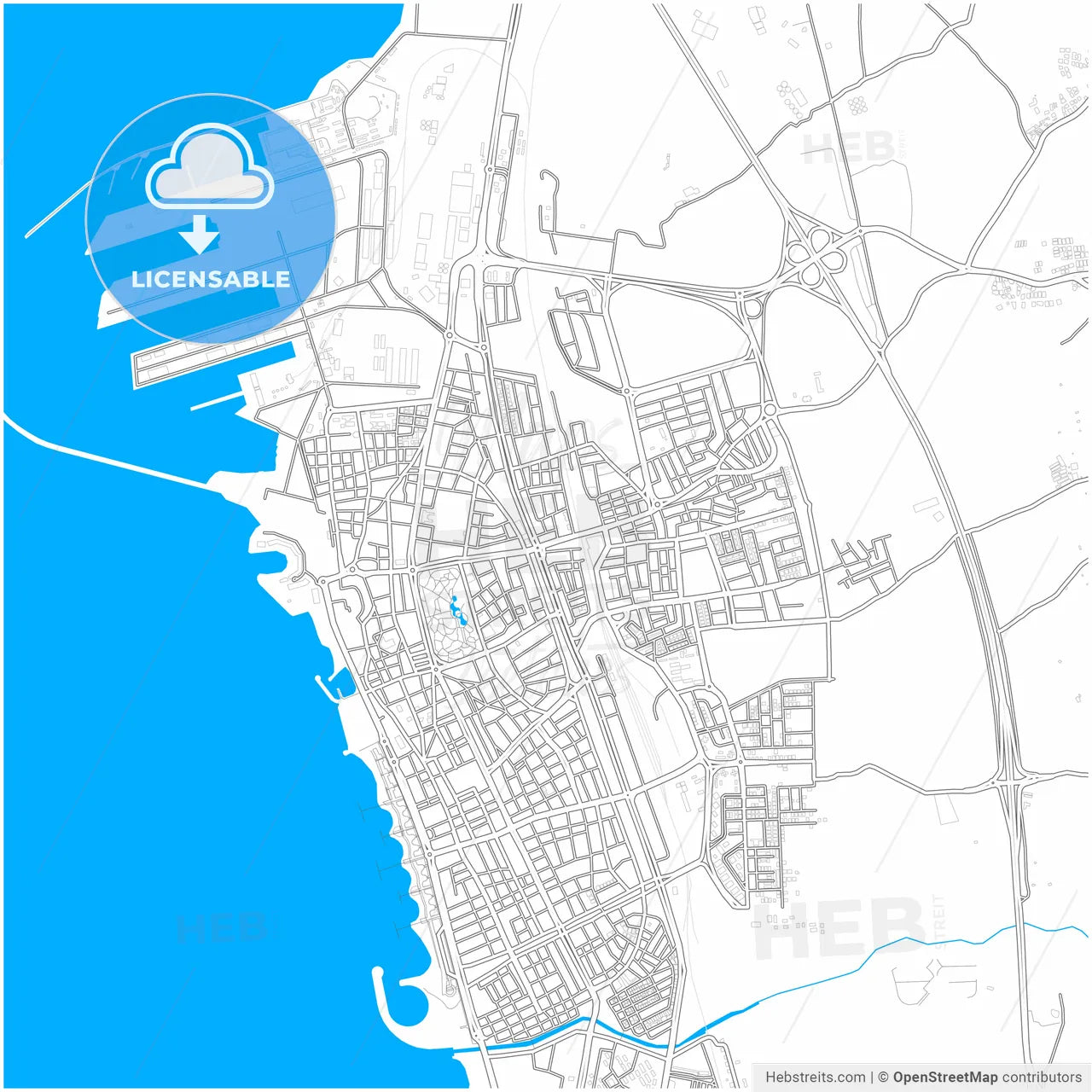 Tartus, Syria, city map with high resolution roads.